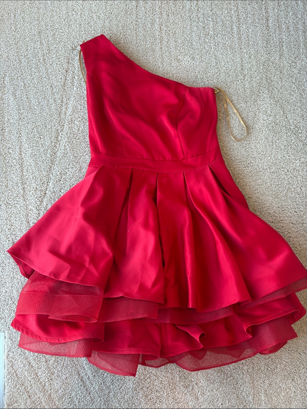 Bronx One-Shoulder Red Layered Tulle Party Dress
